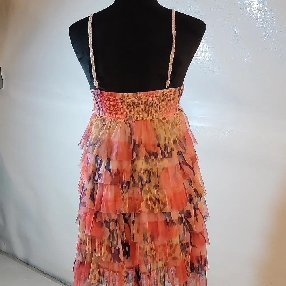 RUFFLED Crochet Multi-Color Dress S Small - Picture 5 of 13